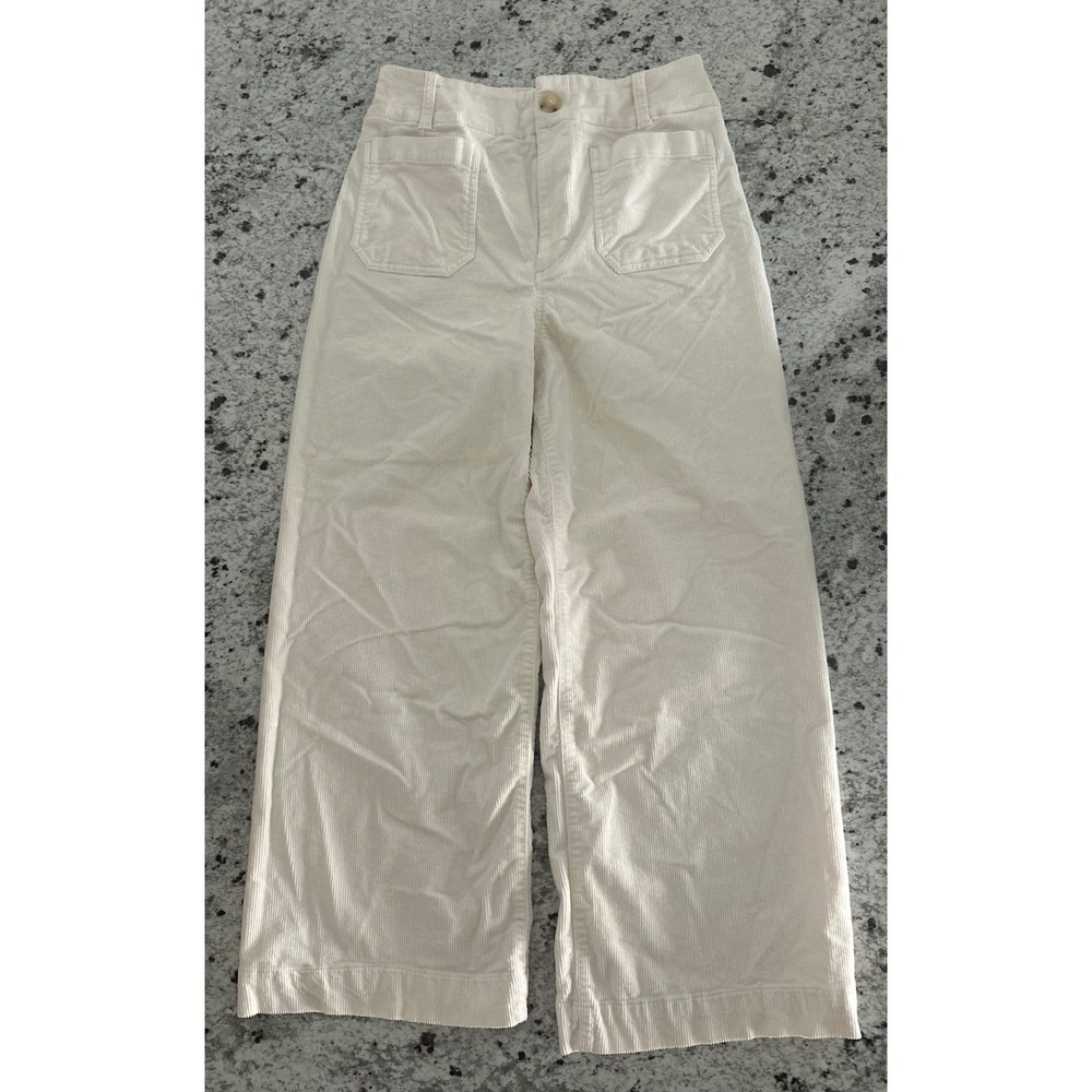 Anthropologie Maeve The Colette Corduroy Wide Leg Pants Cream 28